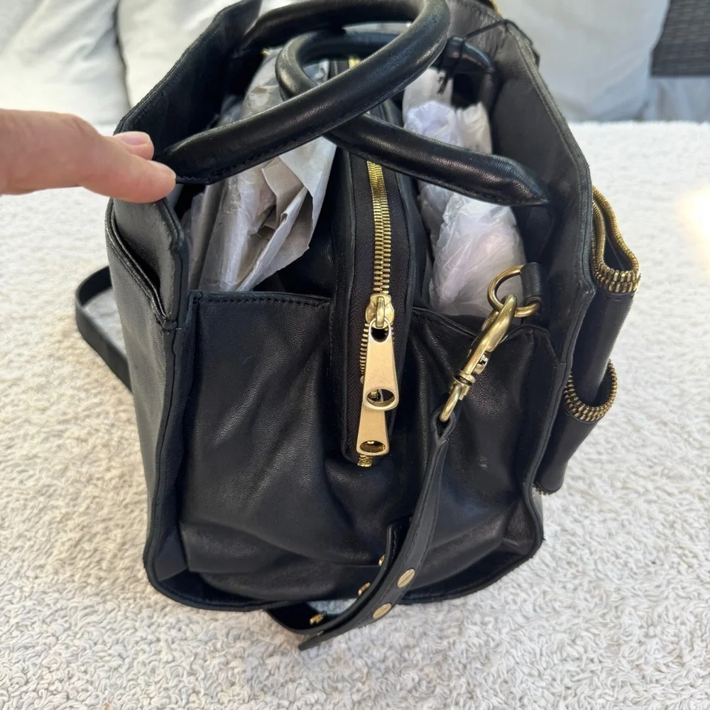 Z Spoke Zac Posen Shirley Small Satchel Black and Gold Women's Bag New with Tags